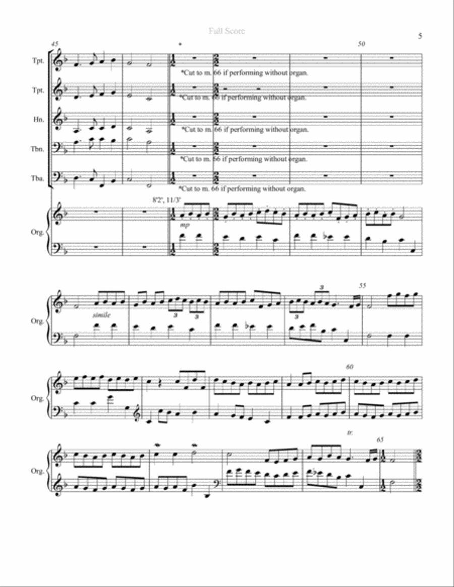 Noel - for Brass Quintet and Optional Organ Noel - for Brass Quintet and Optional Organ Small Ensemble scores gallery preview page 6