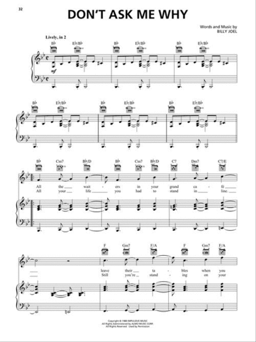 Billy Joel – Greatest Hits, Volume I & II Piano, Vocal, Guitar scores gallery preview page 12