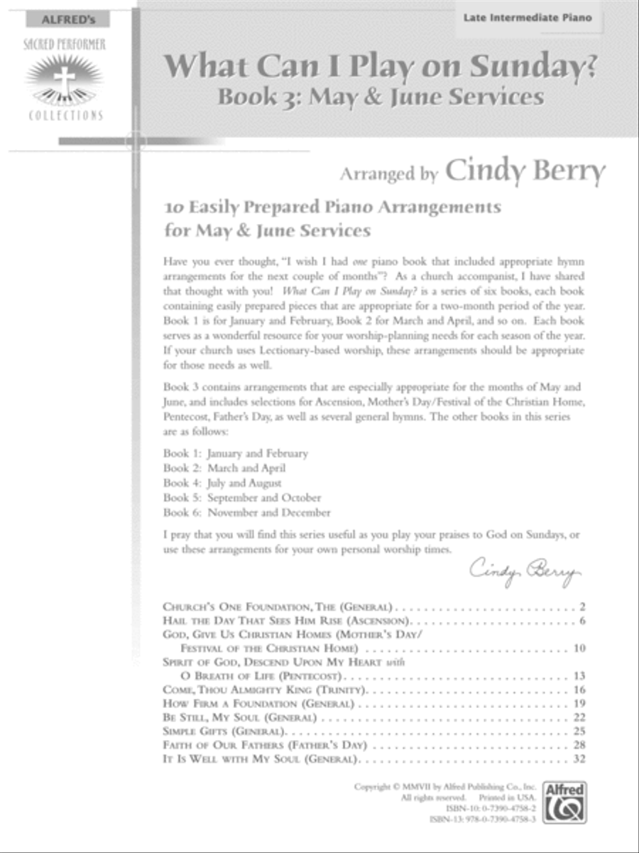 What Can I Play on Sunday?, Book 3: May & June Services: 10 Easily Prepared Piano Arrangements Piano Solo scores gallery preview page 1