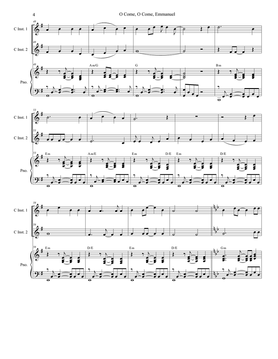 O Come, O Come, Emmanuel (Duet for C-Instruments) Piano scores gallery preview page 4