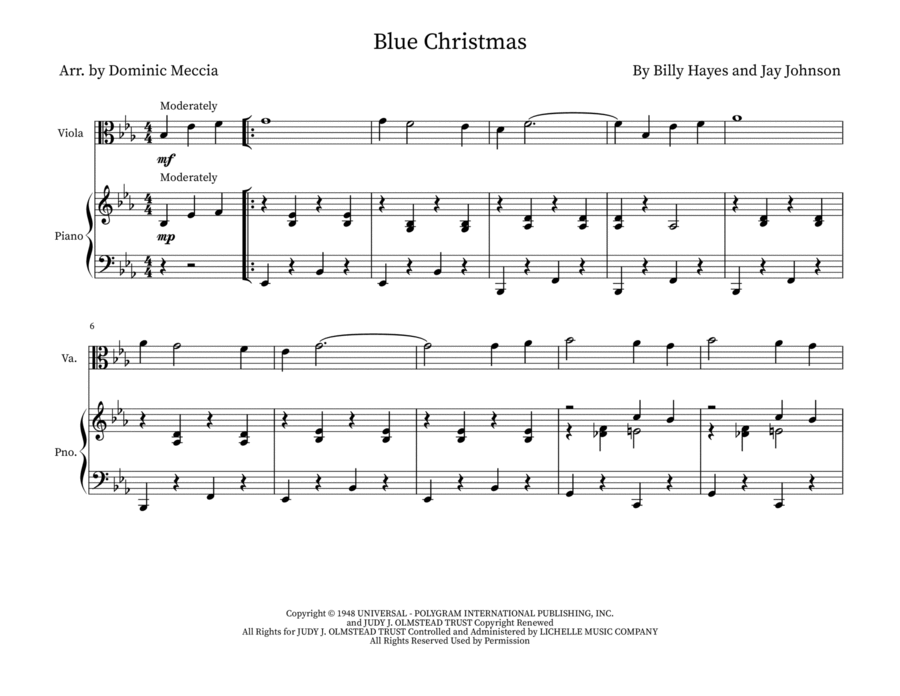Blue Christmas Viola scores gallery preview page 1