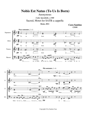 To us is born-Nobis est natus - Sacred Motet for Choir SATB a cappella