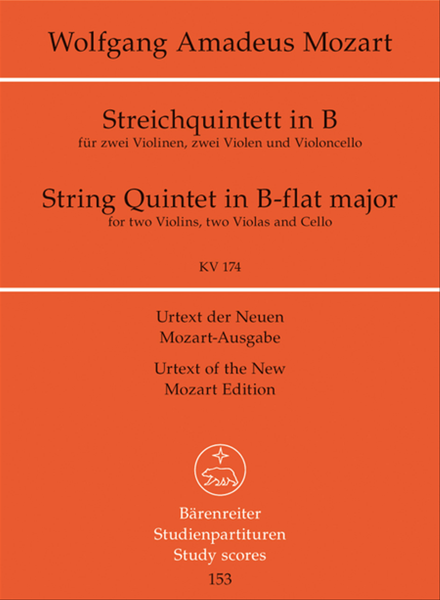 String Quintet B flat major KV 174 String Quintet scores gallery preview page 1