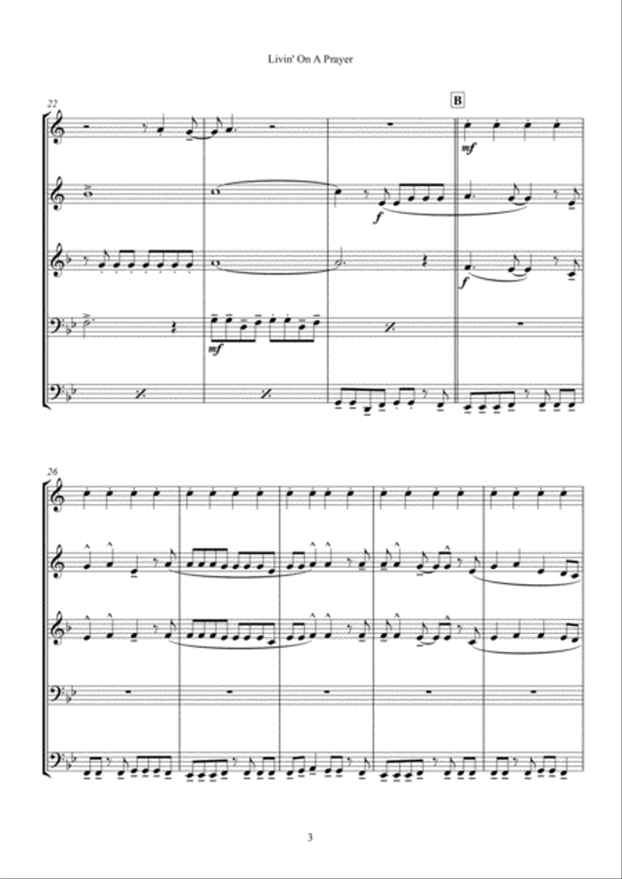 Livin' On A Prayer Livin' On A Prayer Brass Ensemble scores gallery preview page 4