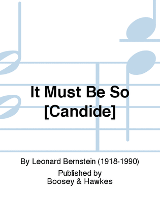 Book cover for It Must Be So [Candide]
