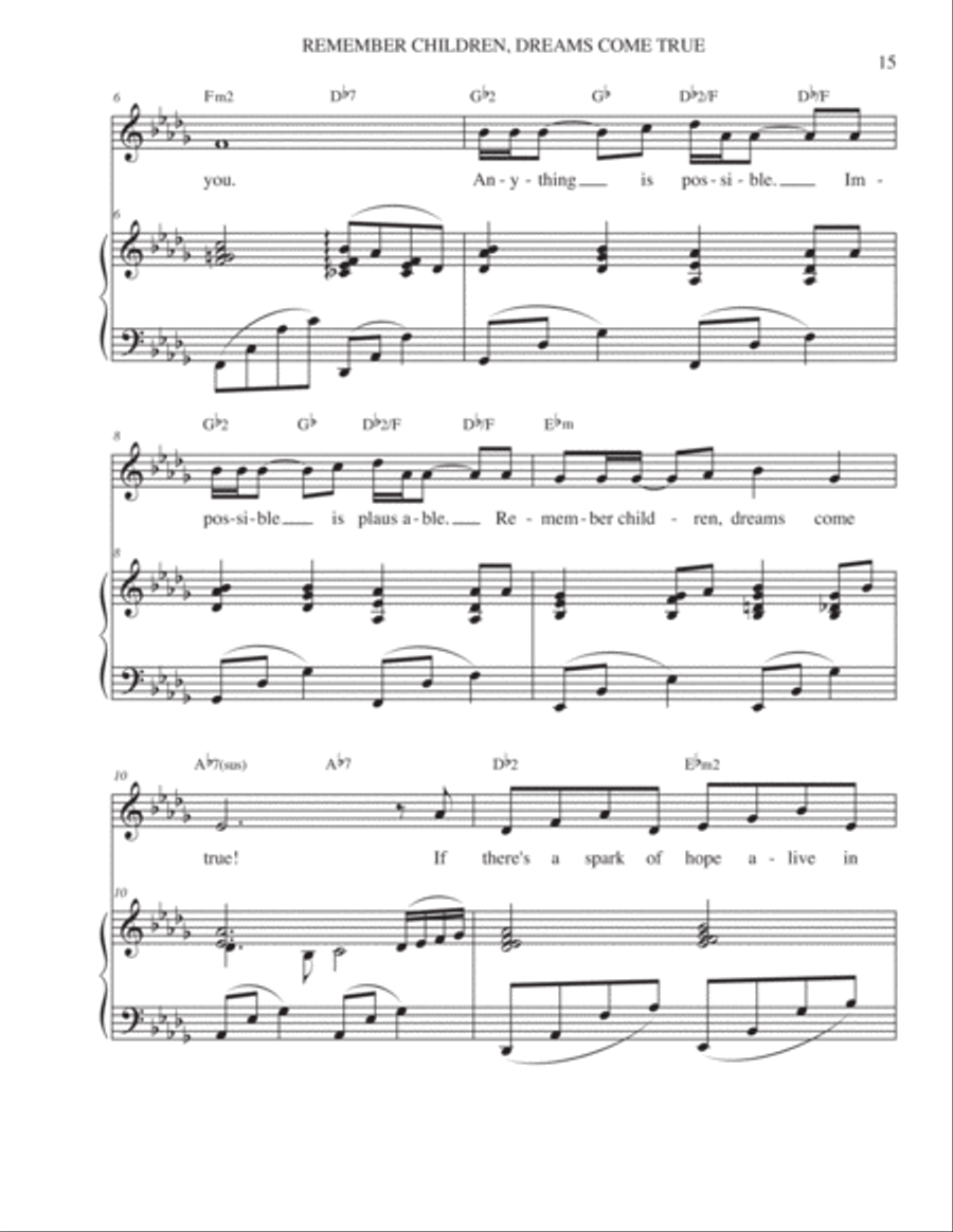REMEMBER, CHILDREN, DREAMS COME TRUE Piano Solo scores gallery preview page 2