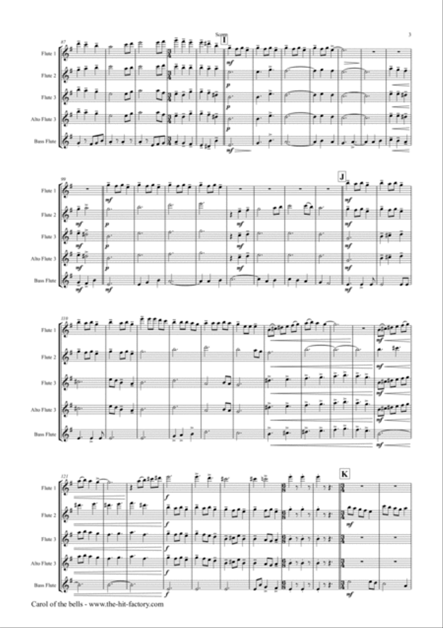 Carol of the Bells - Pentatonix style - Flute Quartet Flute Quartet scores gallery preview page 3