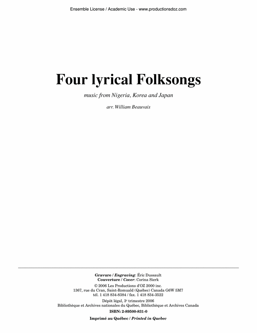 Four Lyrical Folksongs Classical Guitar scores gallery preview page 1