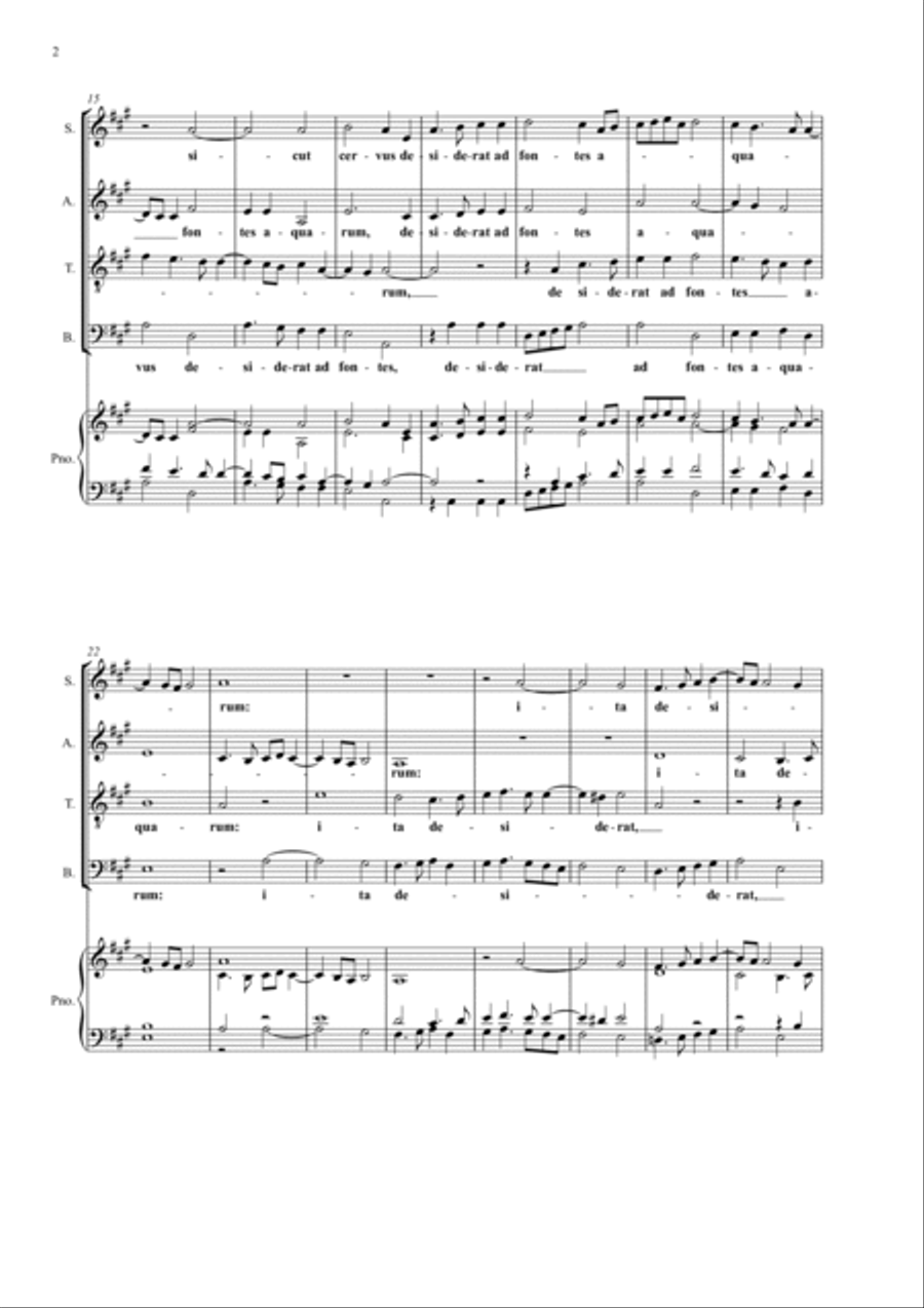 Giovanni Pierluigi da Palestrina - Sicut Cervus (SATB Choir + Piano Reduction) 4-Part scores gallery preview page 2