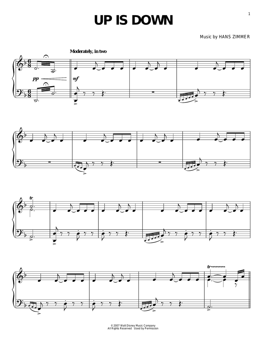 Up Is Down (from Pirates Of The Caribbean: At World's End) Piano Solo scores gallery preview page 1