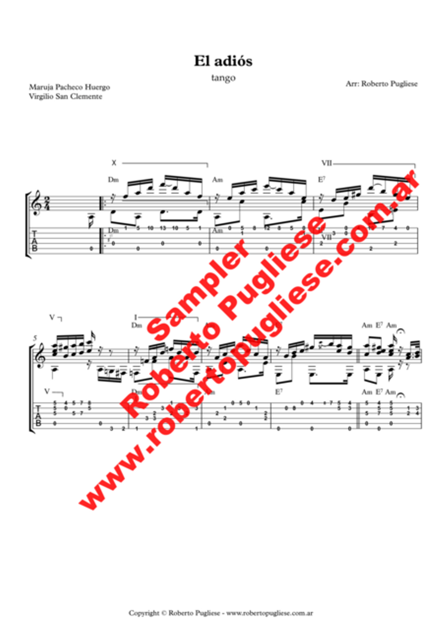 El Adios - Tango (Pacheco Huergo – San Clemente) Classical Guitar scores gallery preview page 4