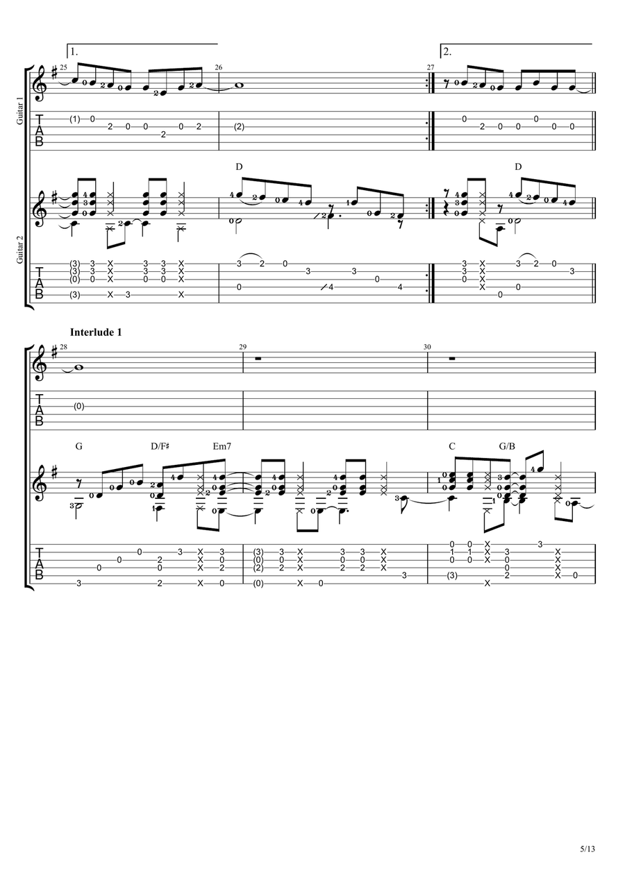 Karena Kutahu Engkau Begitu (kkeb) Guitar Tablature scores gallery preview page 5