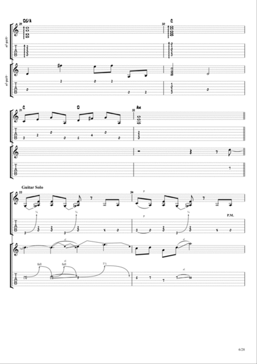 Cry For The Bad Man Guitar Tablature scores gallery preview page 6