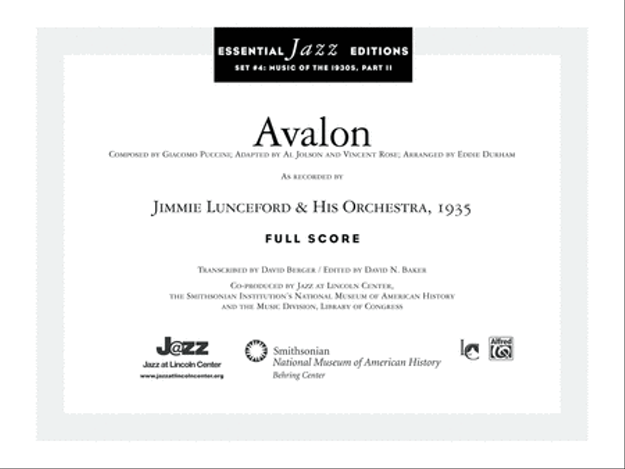 Avalon: Score Jazz Ensemble scores gallery preview page 1