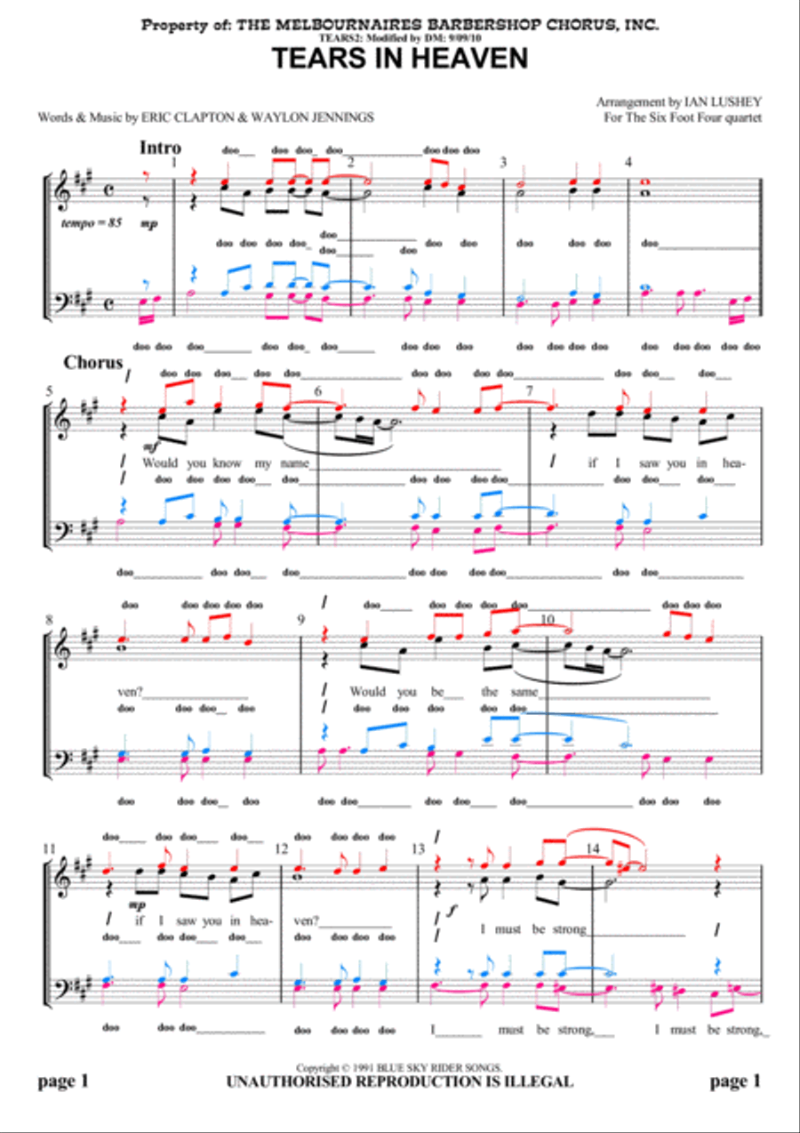 Tears In Heaven Voice Solo scores gallery preview page 1