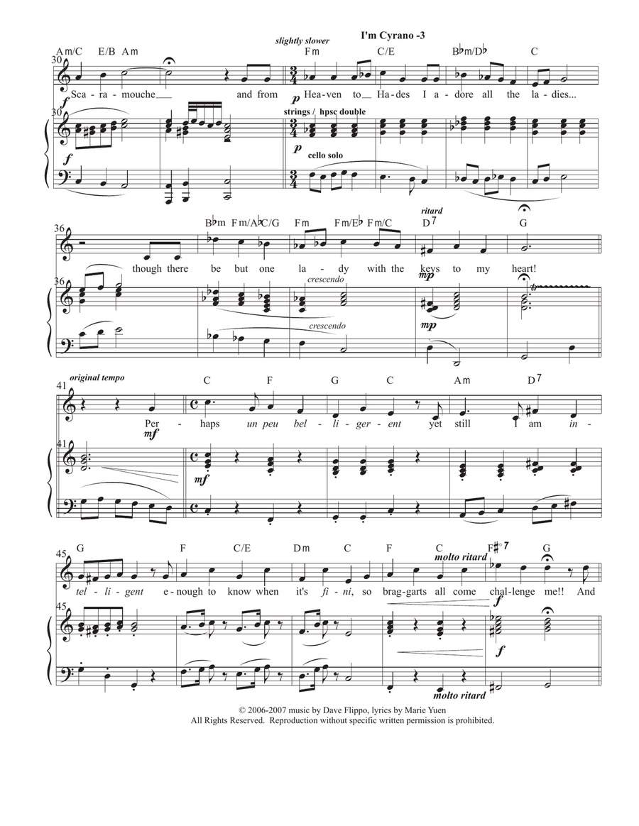 CYRANO COLLECTION - Three pieces sung by Cyrano in 