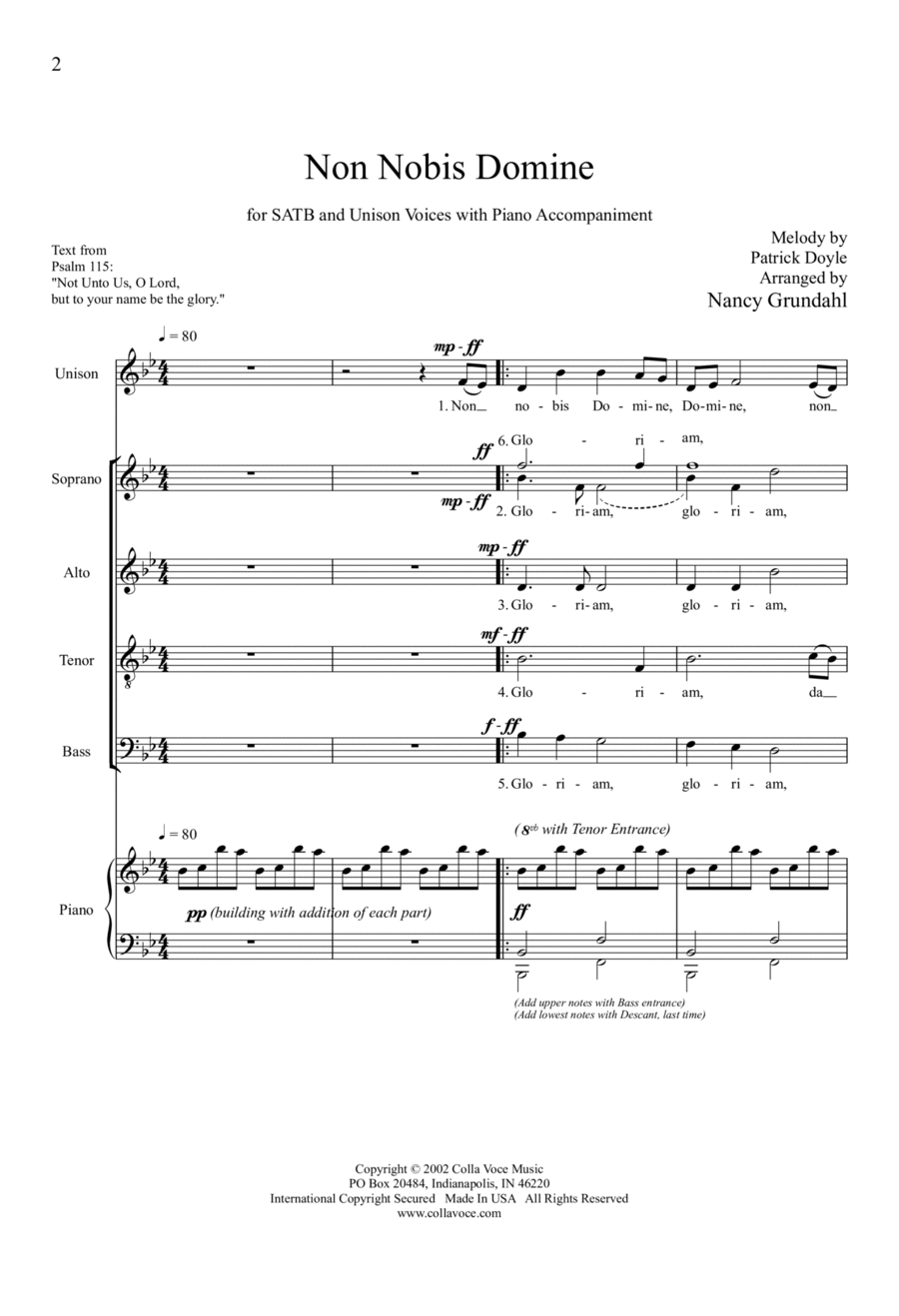 Non Nobis Domine Non Nobis Domine 4-Part scores gallery preview page 1
