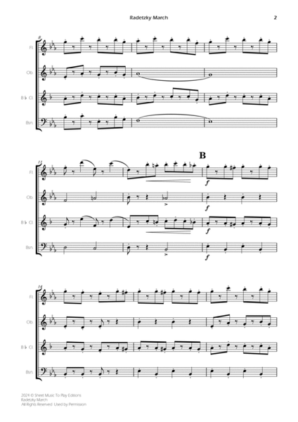 Radetzky March - Woodwind Quartet (Full Score) - Score Only image number null