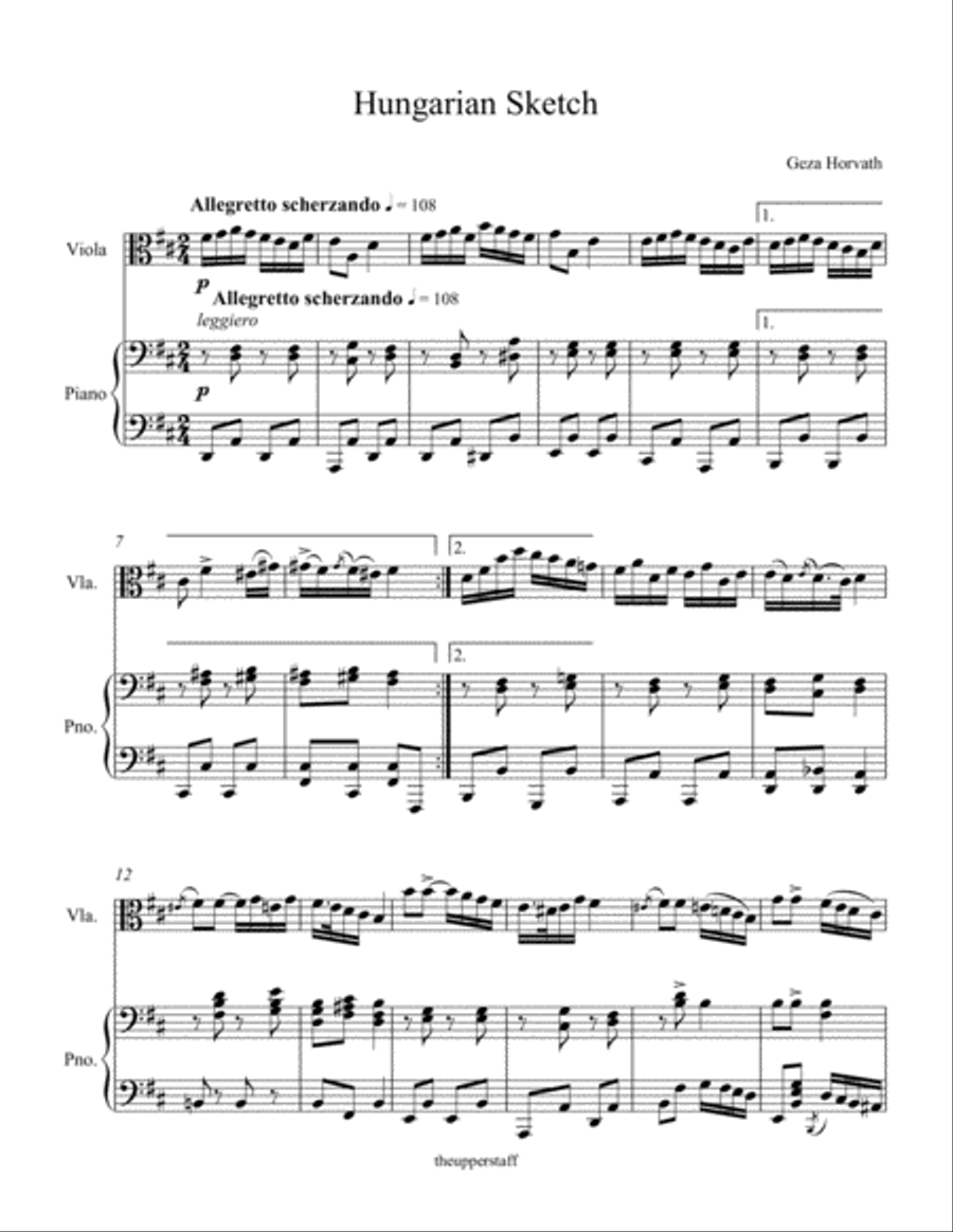 Hungarian Sketch Hungarian Sketch Viola scores gallery preview page 1