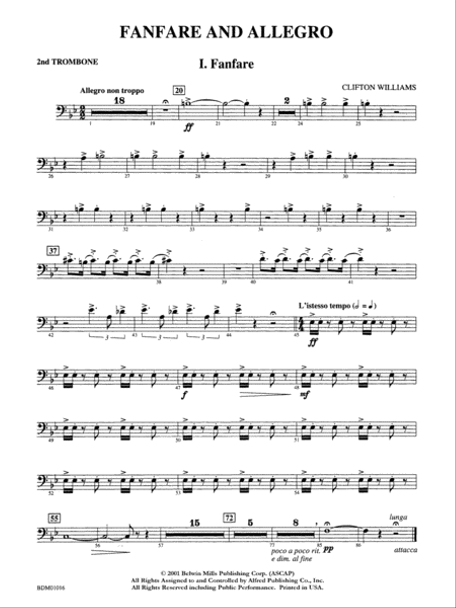 Fanfare and Allegro: 2nd Trombone Concert Band scores gallery preview page 1