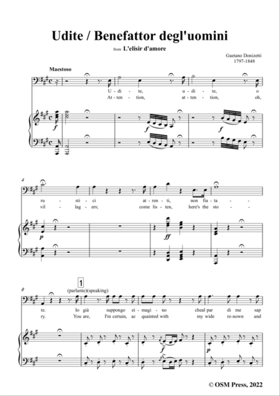 Donizetti-Udite/Benefattor degl'uomini,from L'elisir d'amore Voice scores gallery preview page 3