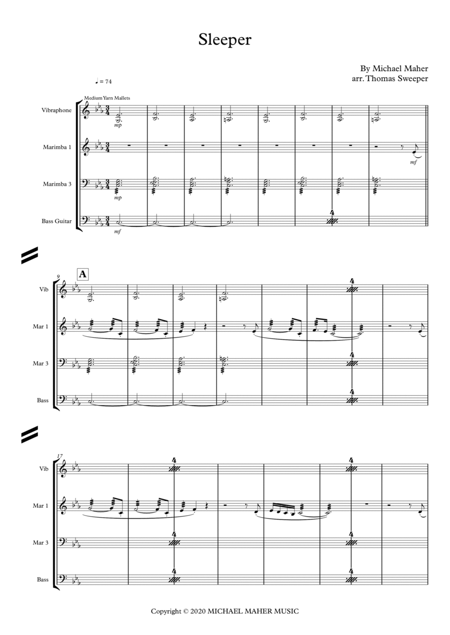 Sleeper Percussion Ensemble scores gallery preview page 1