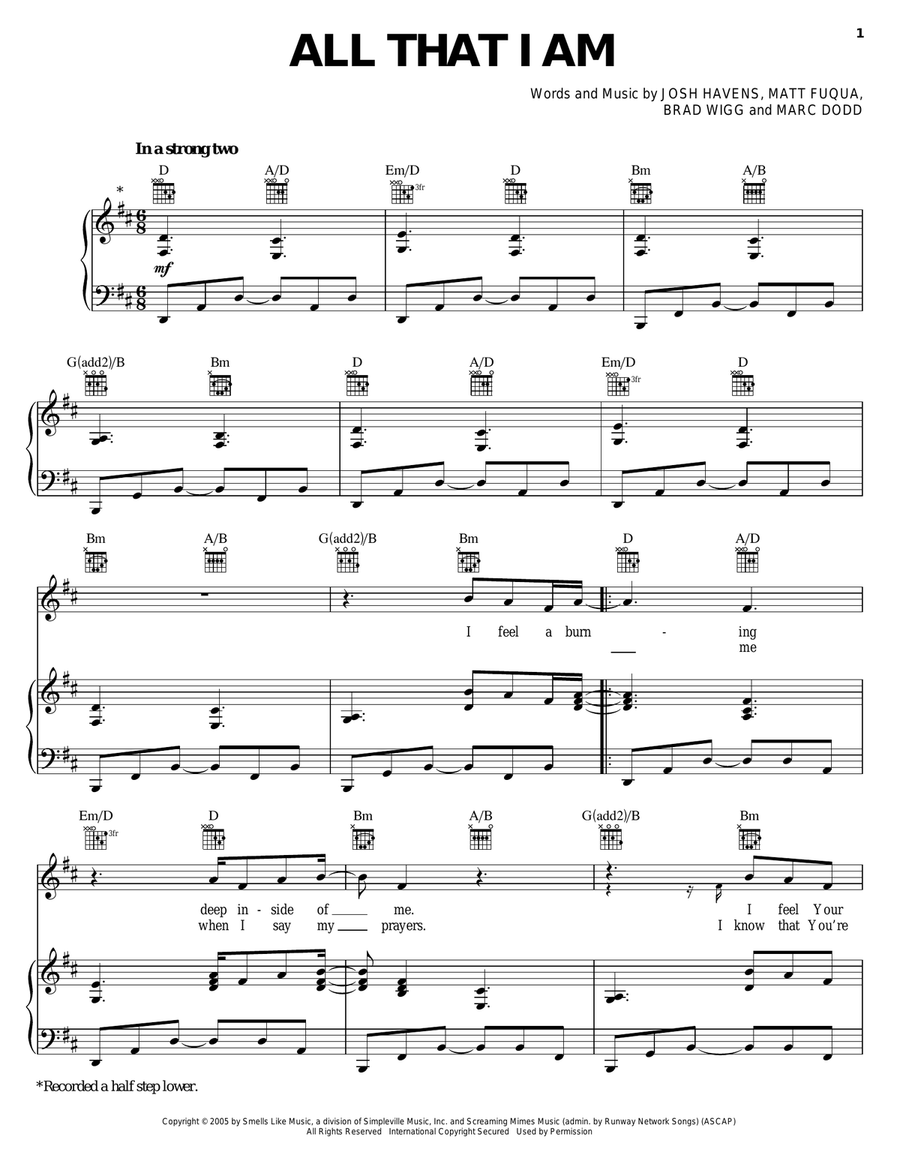 All That I Am Piano, Vocal, Guitar scores gallery preview page 1