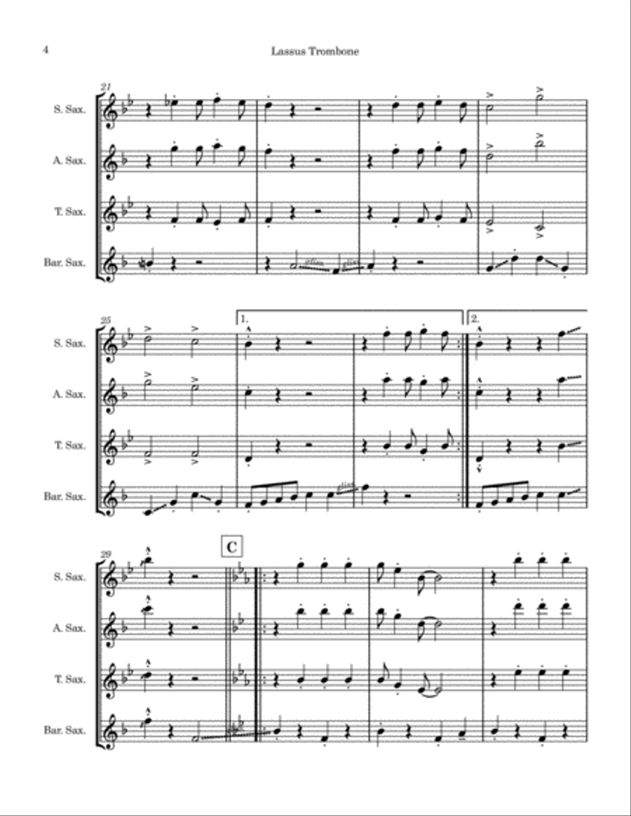 Lassus Trombone (Saxophone Quartet) Woodwind Ensemble scores gallery preview page 4