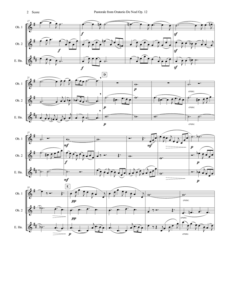 Pastorale from Oratorio De Noel for Oboe/English Horn Trio Woodwind Trio scores gallery preview page 3