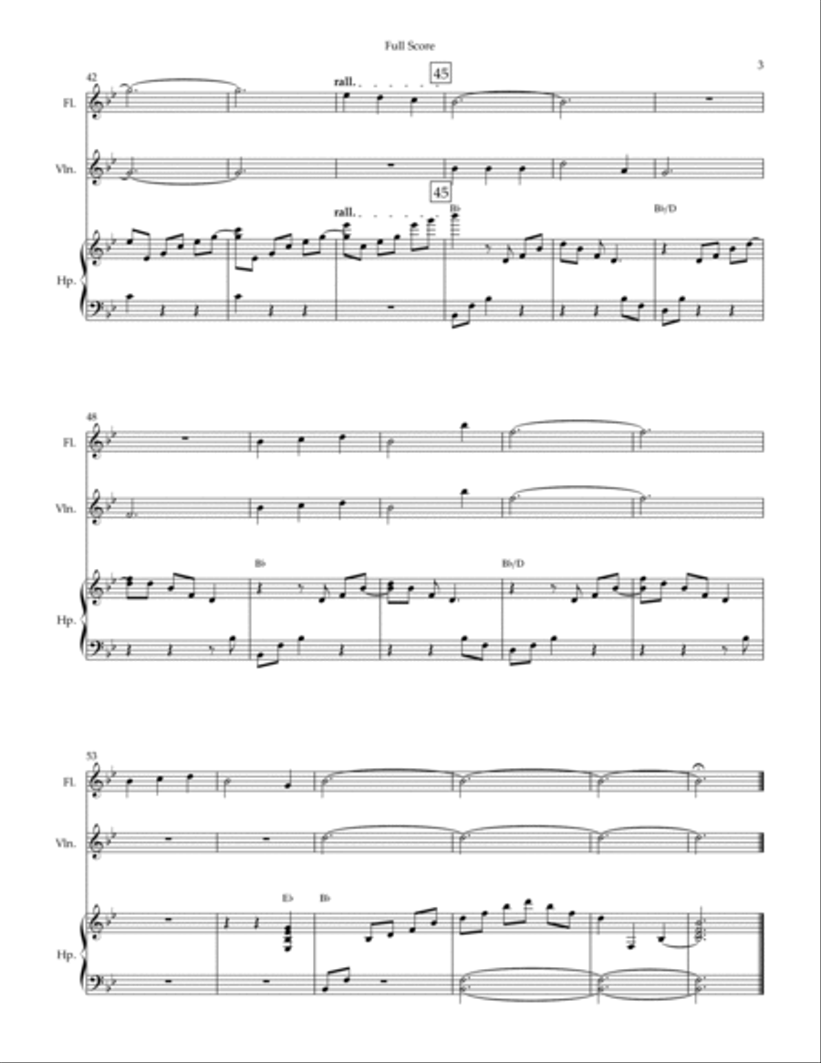 O Mio Babbino Caro (Puccini) for Flute, Violin and Harp with Chords Small Ensemble scores gallery preview page 3