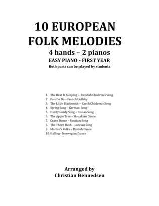 Book cover for European Folk Melodies For 4 Hands - 2 Pianos