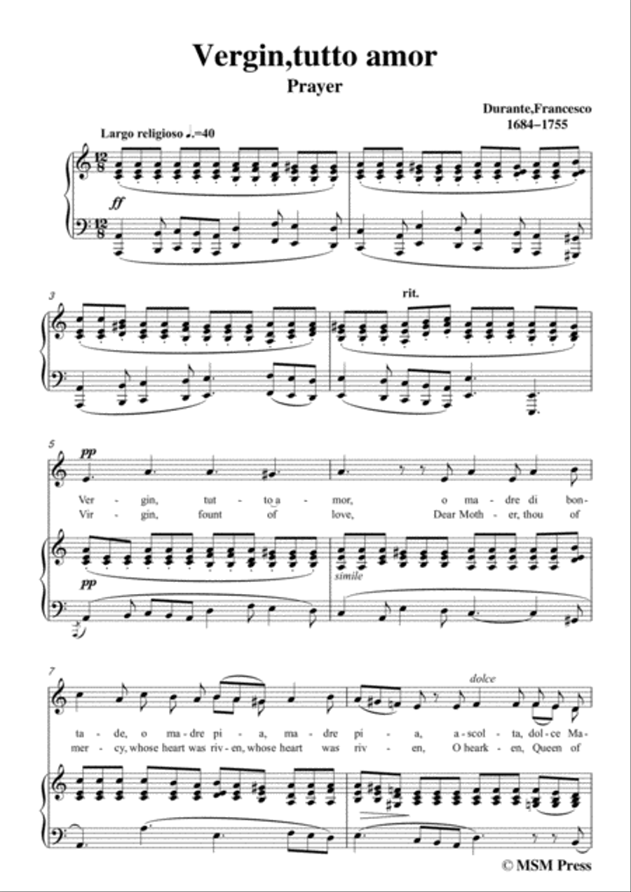 Durante-Vergin,tutto amor,in a minor,for Voice and Piano Voice Solo scores gallery preview page 3