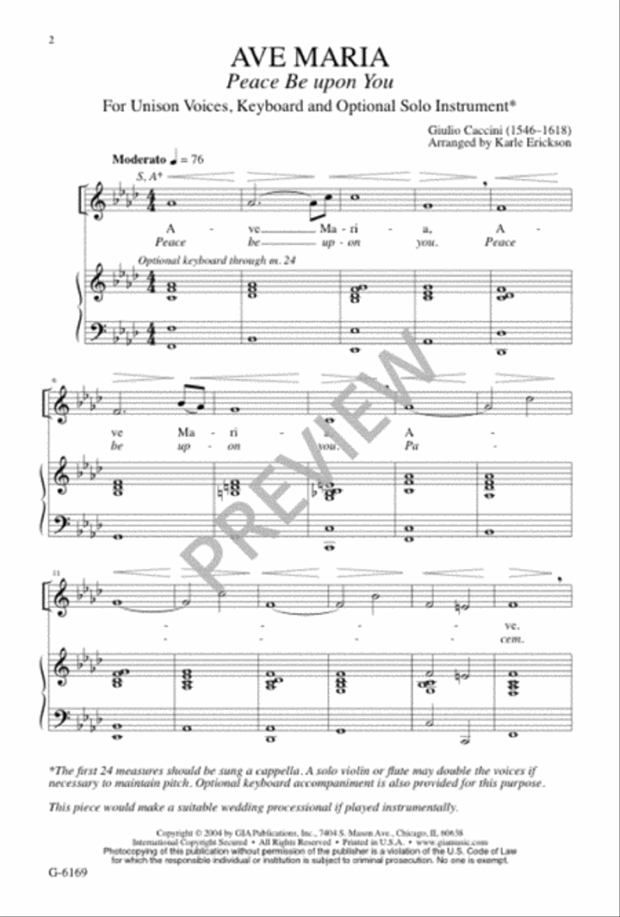 Ave Maria Ave Maria Unison Choir scores gallery preview page 2
