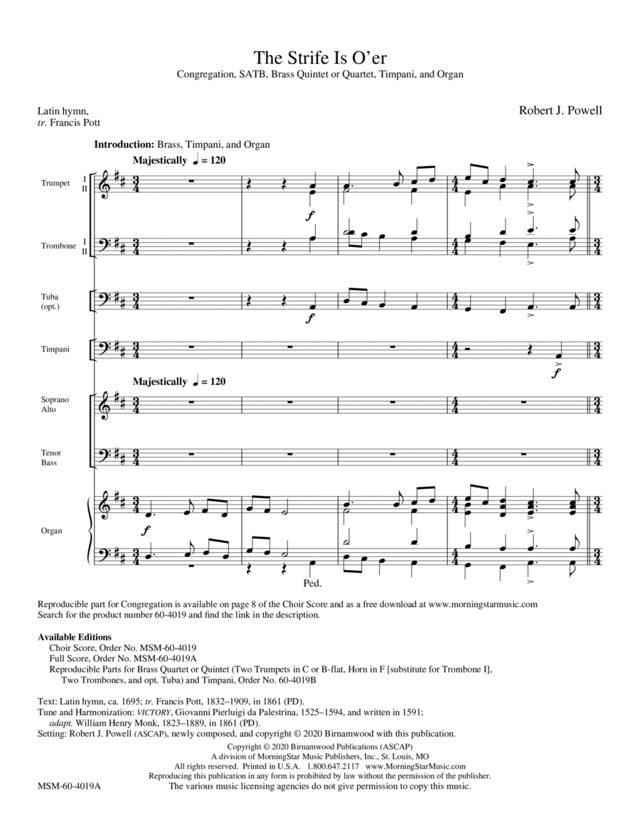 The Strife is O'er (Full Score)