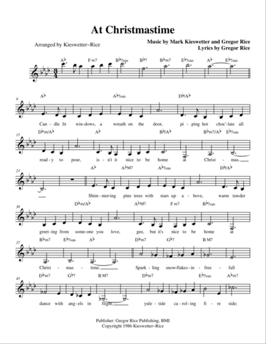 At Christmastime ~ easy lead sheet in Ab Easy Piano scores gallery preview page 2