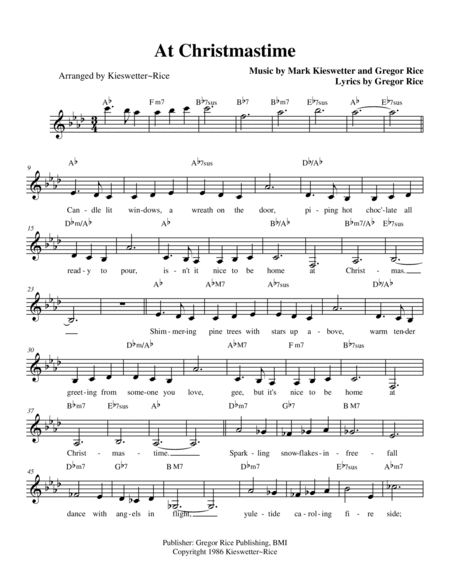 At Christmastime ~ easy lead sheet in Ab image number null