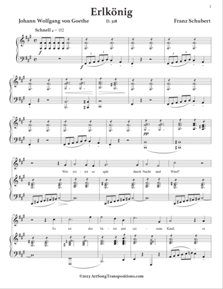 SCHUBERT: Erlkönig, D. 328 (transposed to F-sharp minor) Voice scores gallery preview page 2