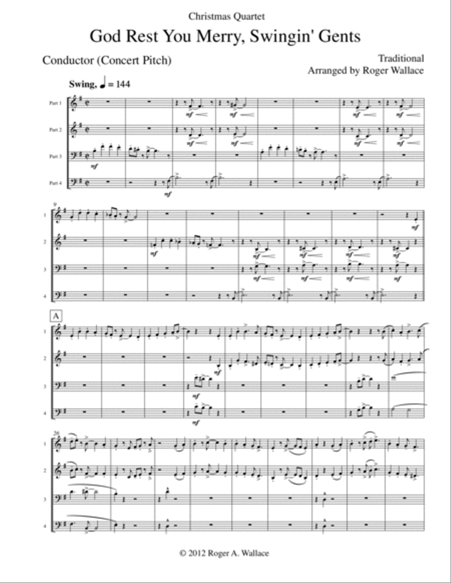 God Rest You Merry, Gentlemen (Mixed Quartet) Viola scores gallery preview page 2