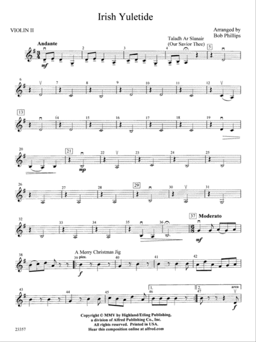 Irish Yuletide: 2nd Violin String Orchestra scores gallery preview page 1