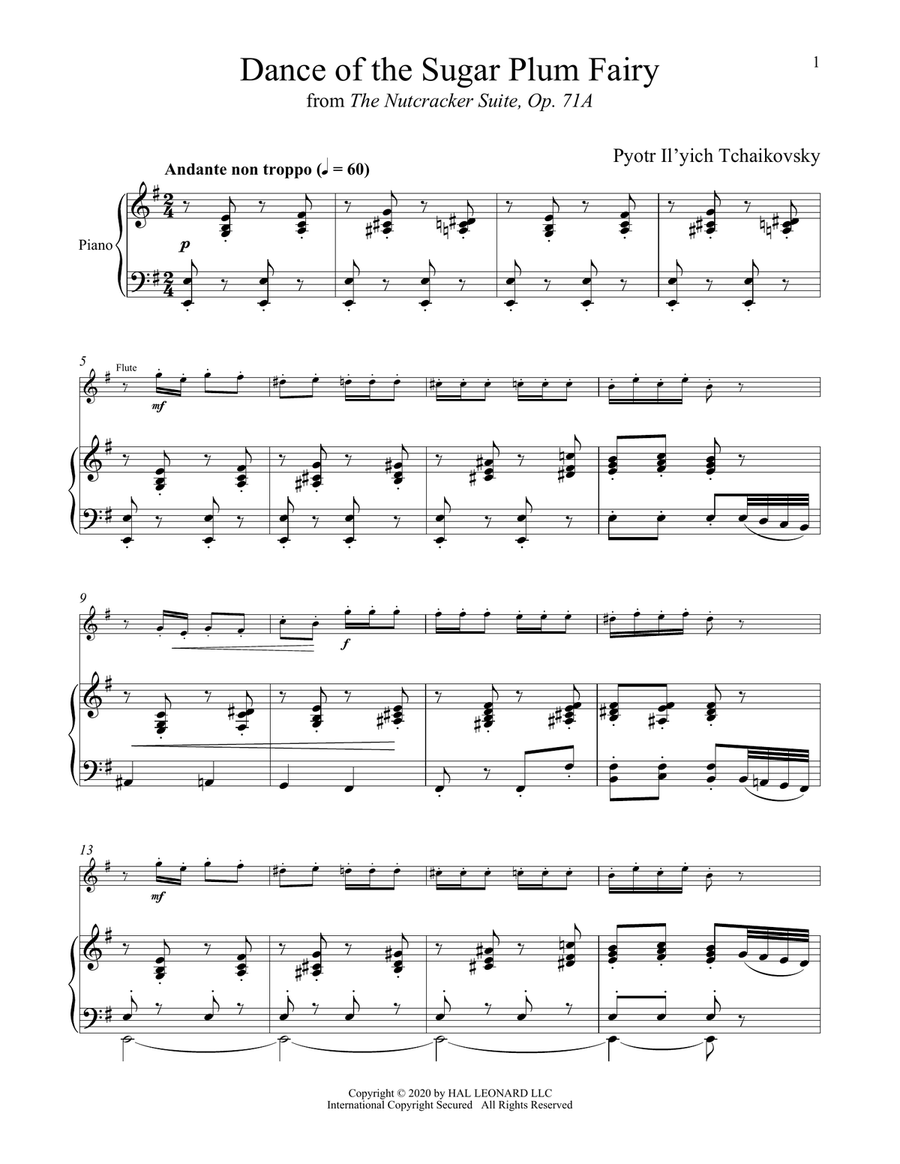 Dance Of The Sugar Plum Fairy, Op. 71a (from The Nutcracker) Flute Solo scores gallery preview page 1