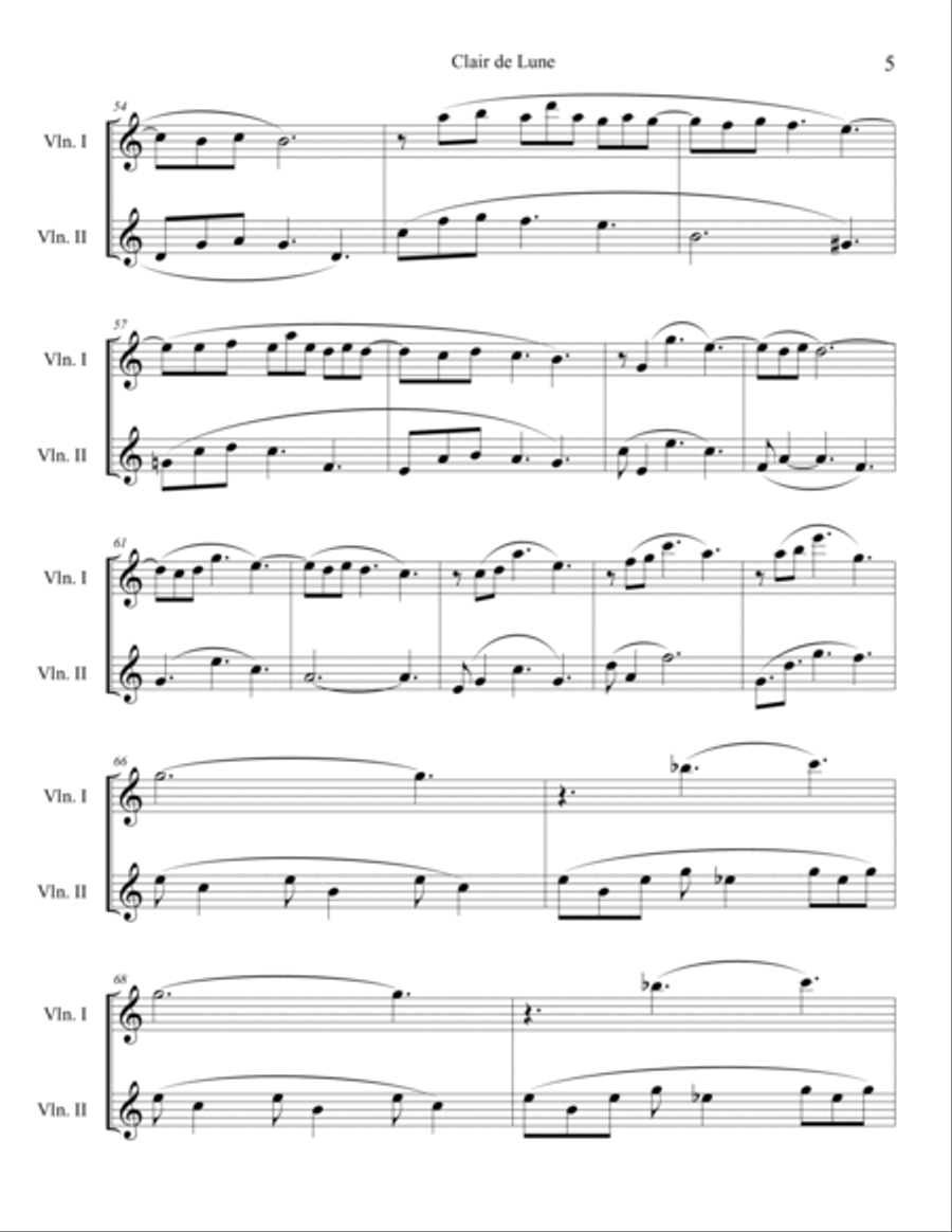 Clair de Lune (Violin Duet) String Duet scores gallery preview page 5