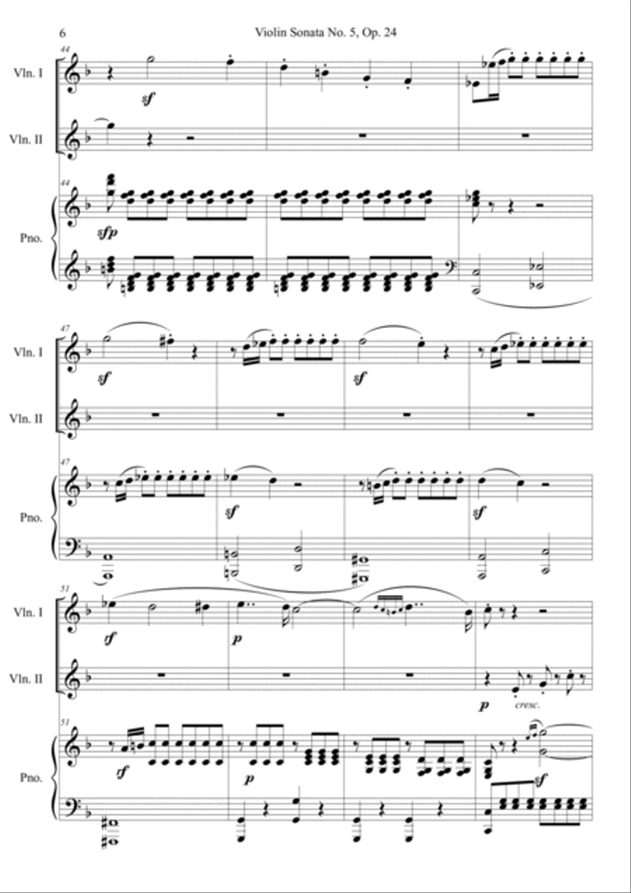 Beethoven: Violin Sonata No.5 Mov.1 Violin Solo scores gallery preview page 6