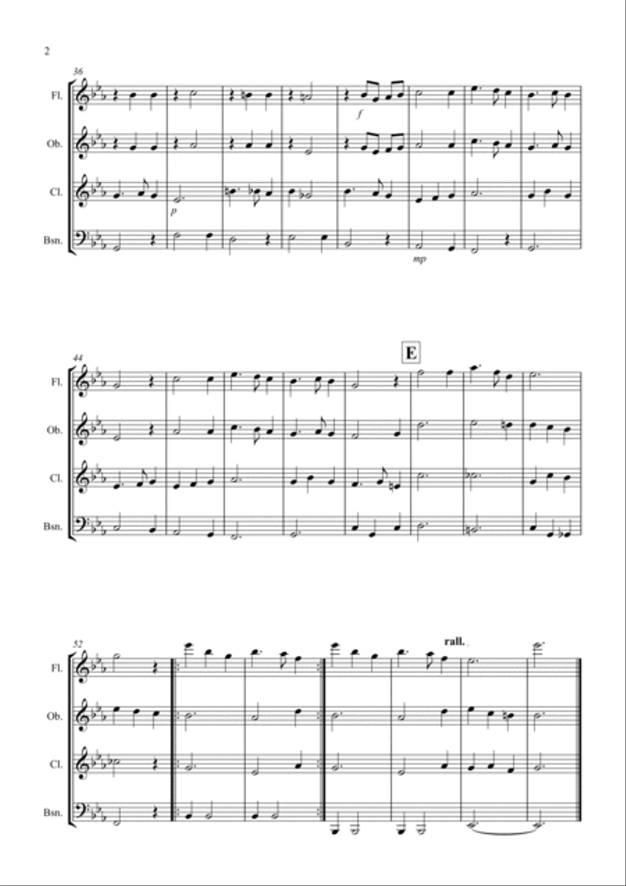 Silent Night for Wind Quartet Woodwind Quartet scores gallery preview page 2