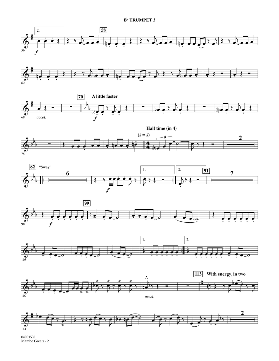 Mambo Greats - Bb Trumpet 3 Concert Band scores gallery preview page 2