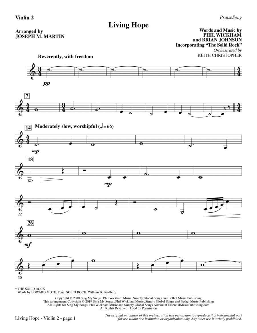 Living Hope (arr. Joseph M. Martin) - Violin 2 Choir scores gallery preview page 1