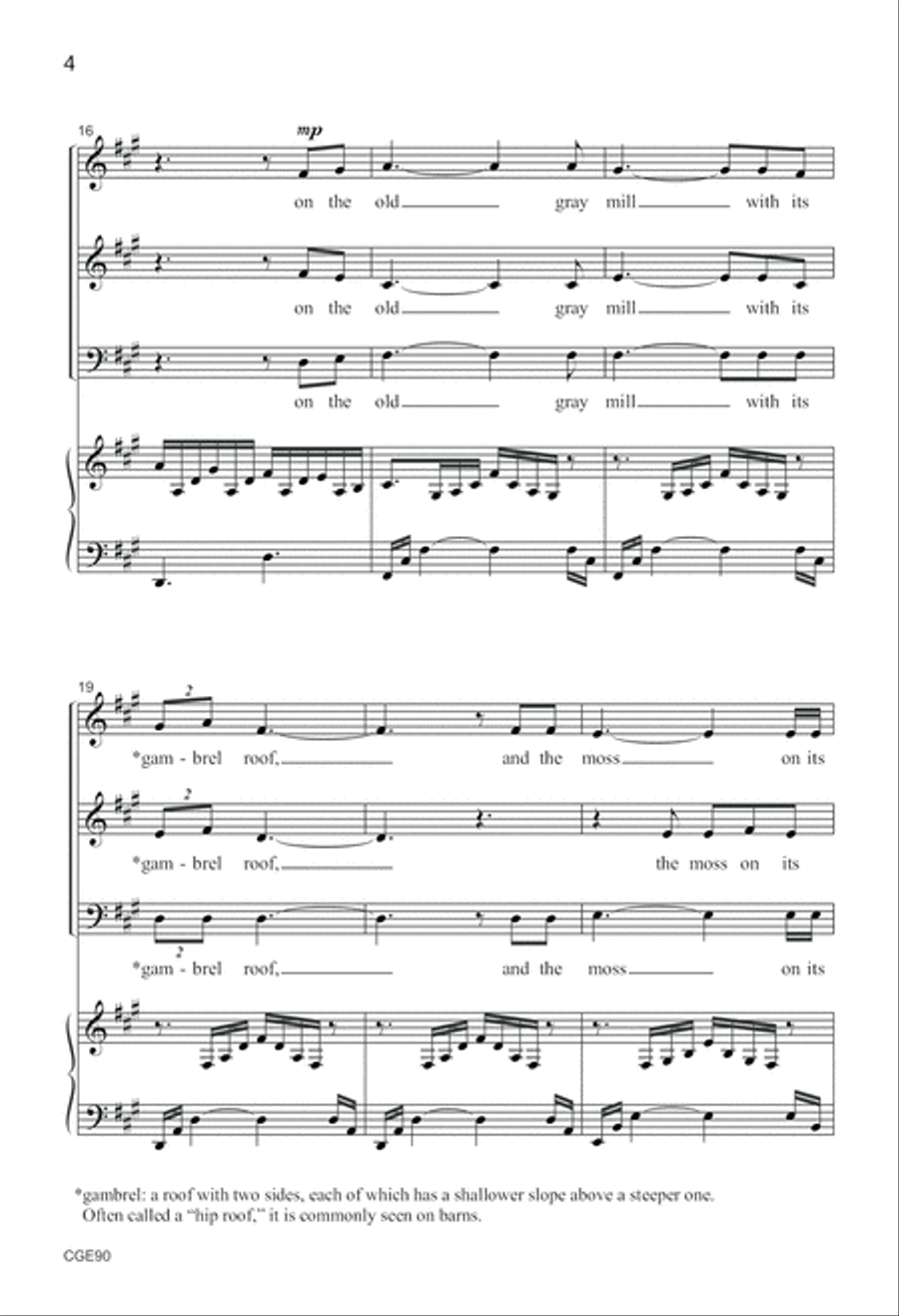The Old Mill (SAB) 3-Part scores gallery preview page 5