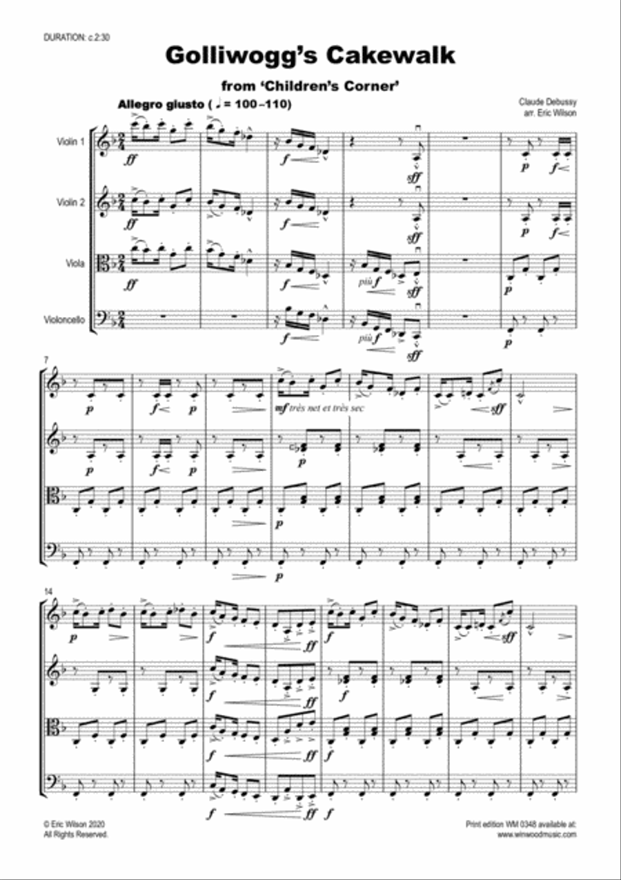 Golliwogg’s Cakewalk String Quartet scores gallery preview page 4