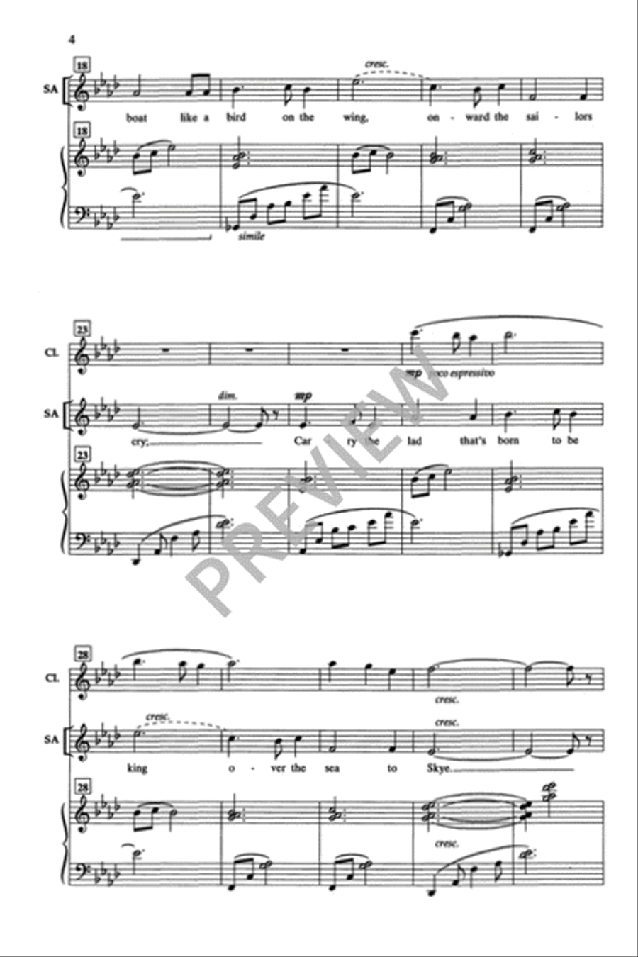 Over the Sea to Skye 4-Part scores gallery preview page 5