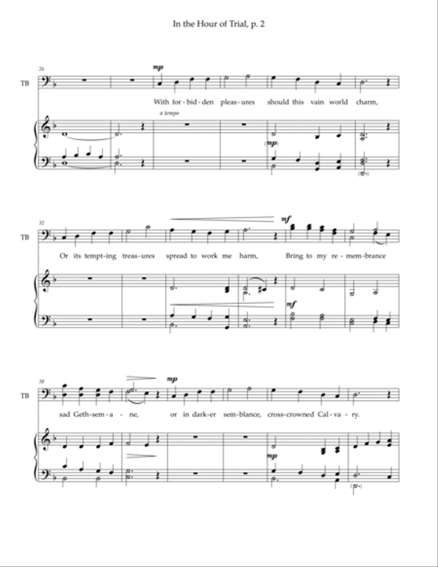 In the Hour of Trial — SATB voices, organ 4-Part scores gallery preview page 4
