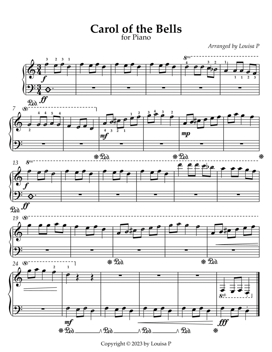 Carol of the Bells (Easy) Easy Piano scores gallery preview page 1